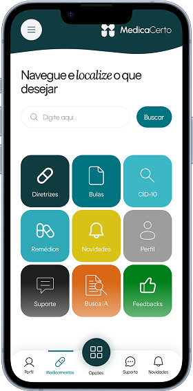 Mockup da aplicação Medica Certo
